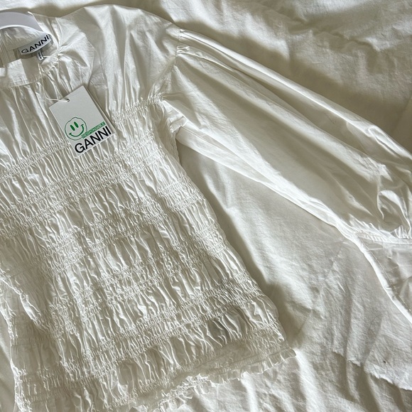 NWT GANNI WHITE BLOUSE - Picture 4 of 6